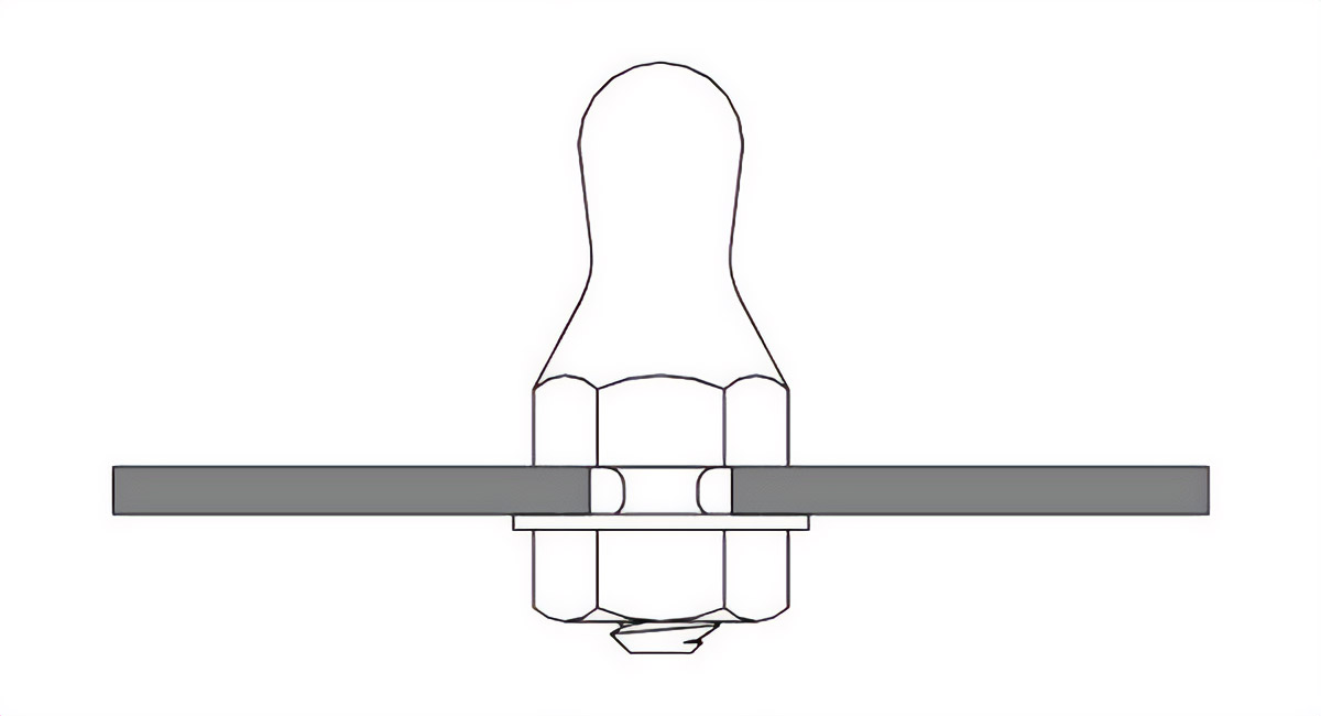 Install ball stud onto mating panel