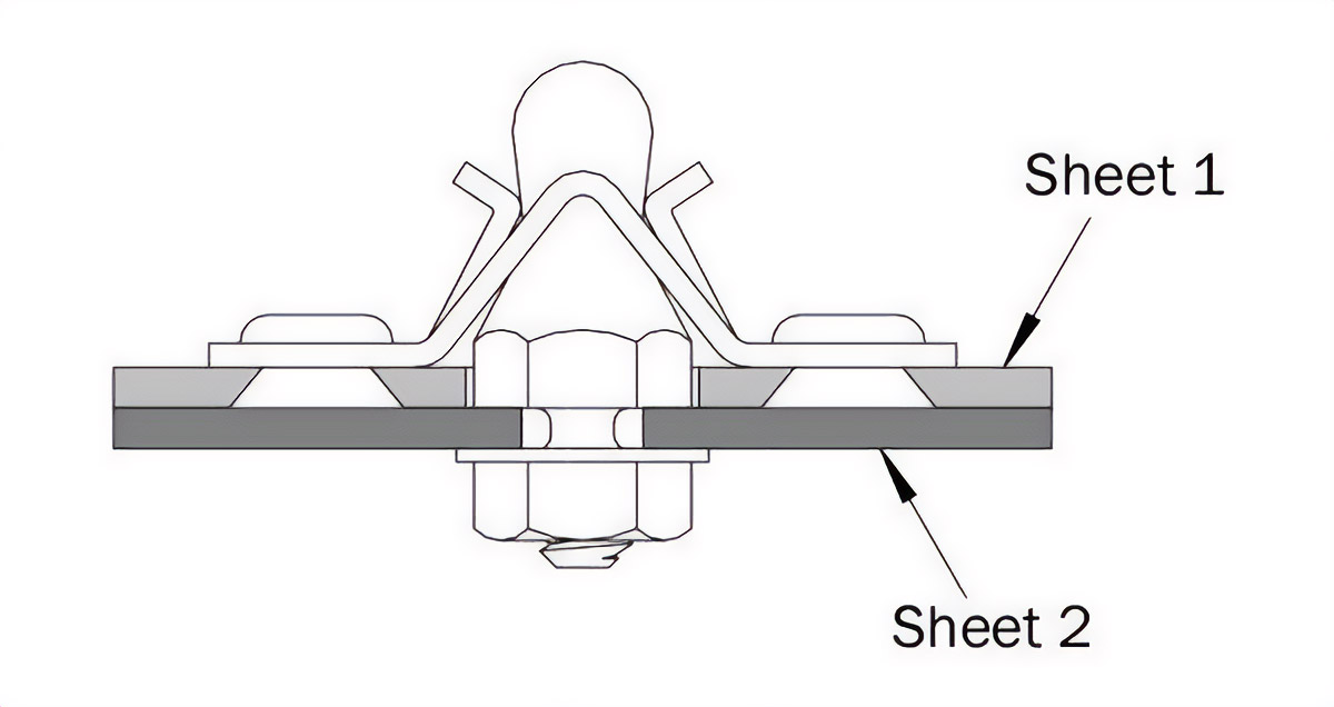 Installed ball stud and clip example