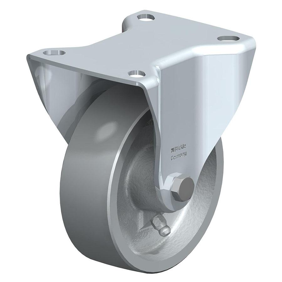 BI - Heat-resistant pressed steel fixed caster with top plate fitting