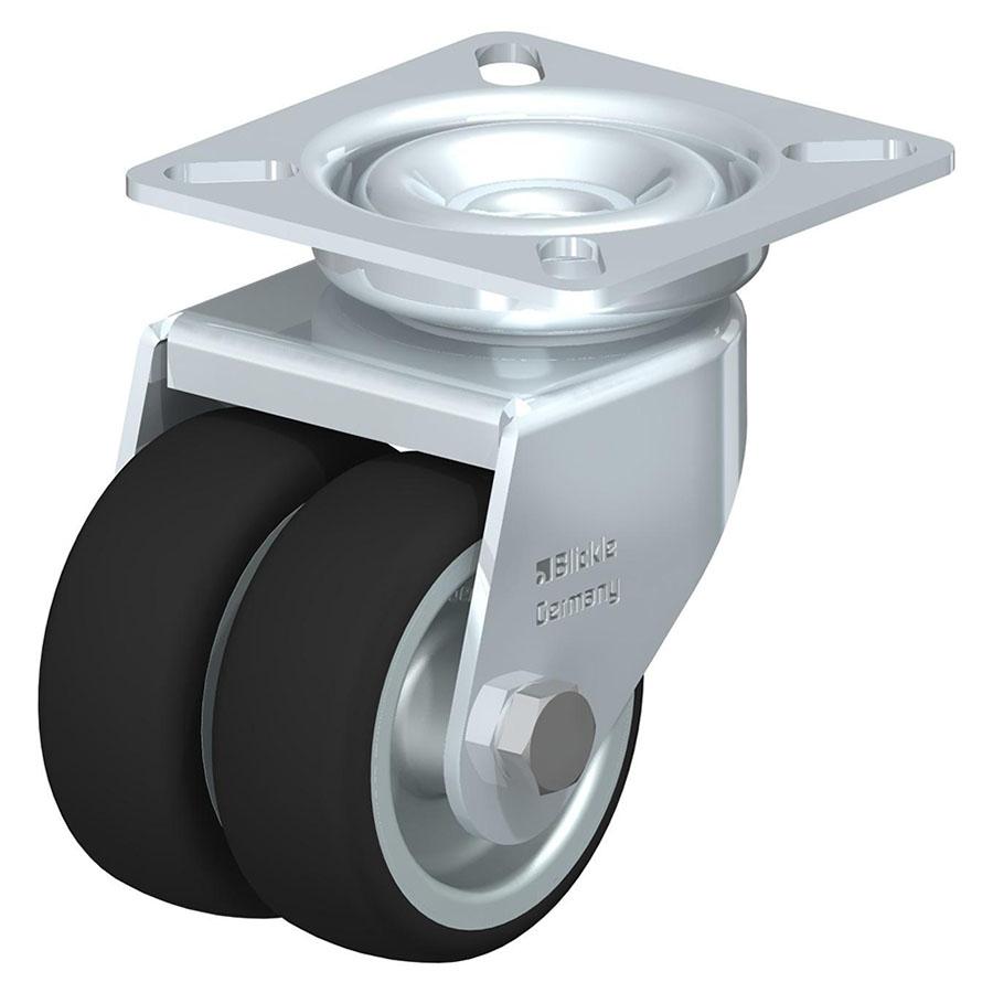 LDA - Light duty twin wheel swivel caster with top plate fitting