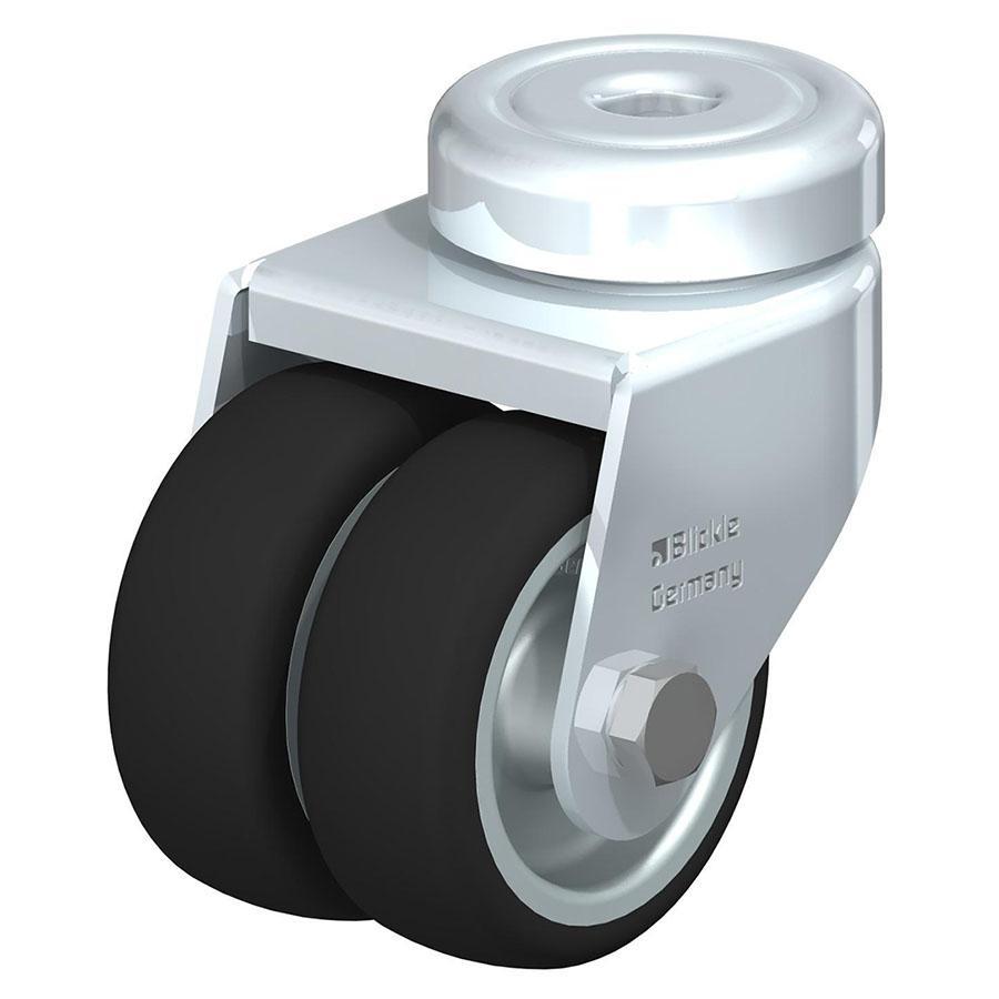 LMDA - Light duty twin wheel swivel caster with bolt hole fitting