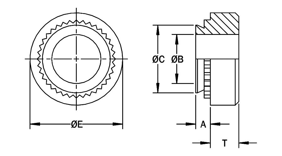 GRA Self-Clinching Guide Pin Receptacle Nuts