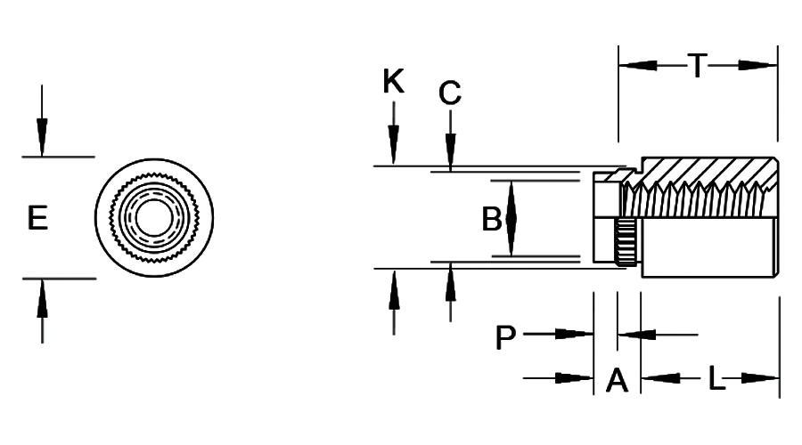 TE Broaching, Swage-In Self-clinching Standoffs